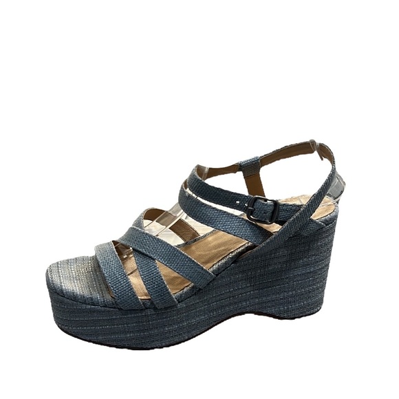 Lucky Brand Carlisha Raffia Desert Sage Sculpted Platform Wedge Sandals Size 7.5 - Picture 4 of 9